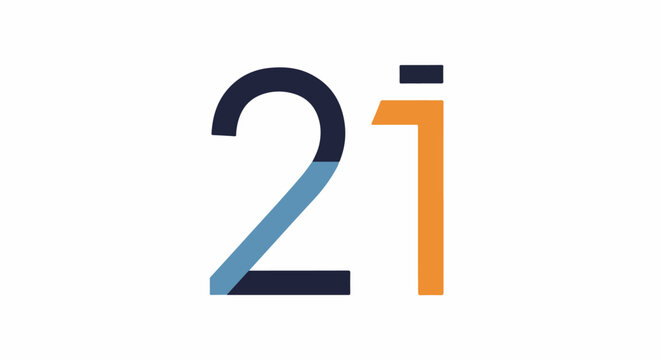 Modern graphic design with bold numbers '2' and '1' in contrasting colors
