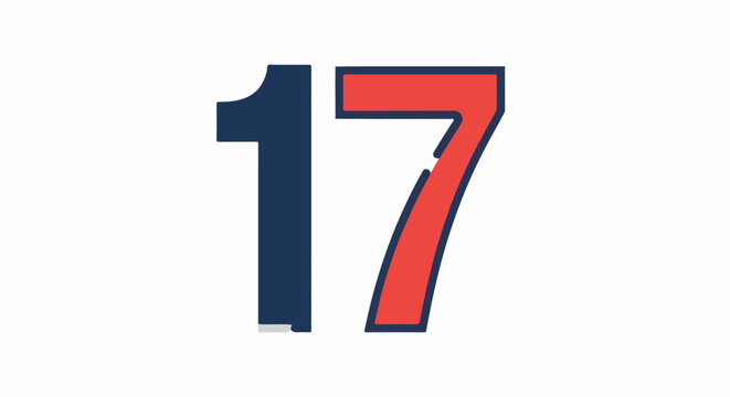 Bold graphic representation of the number seventeen in contrasting colors