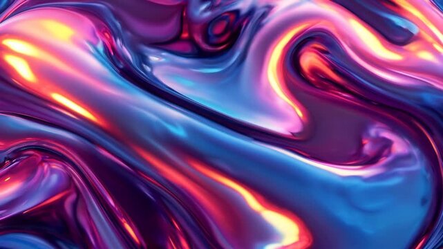 Swirling purple blue iridescent liquid paint art texture for design projects needing vibrant metallic textures and glossy smooth aesthetics.