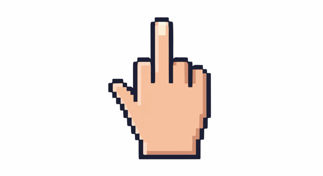 Pixelated hand cursor with middle finger raised