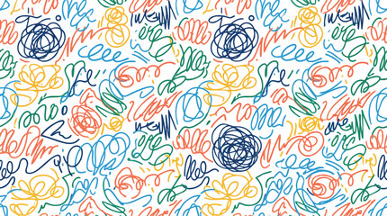 Fototapeta premium Abstract colorful scribbles and doodles pattern for creative and artistic designs