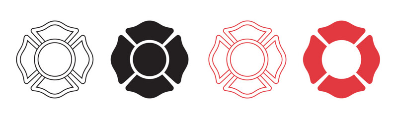 Firefighter emblem icon set, st florian maltese cross fire department badge symbol vector illustration © vision Alamin vai A