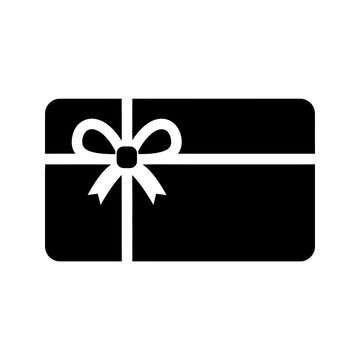 Gift card icon with ribbon bow for shopping and commerce.
