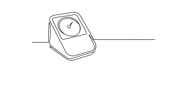 minimal line art smartwatch on surface with heart rate monitoring display, wearable health technology concept, fitness tracking outline vector illustration