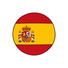 Obraz premium A circular icon featuring a red and yellow national flag design