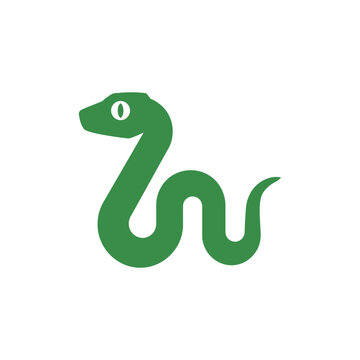 A simple green snake icon isolated on a white background