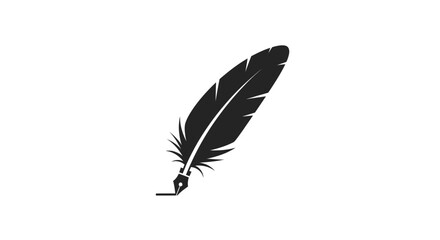 Black feather quill pen writing instrument. © Andi