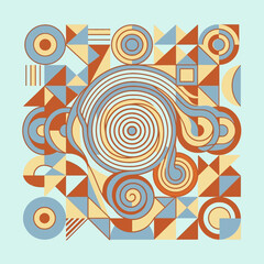 Fototapeta premium Abstract geometric pattern with colorful spiral shapes
