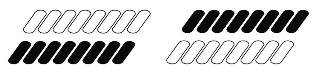Straight rope vector isolated. Rope Seamless patterns line collection. Black horizontal twisted rope border line vector design. Braided cord straight band divider element illustration. © muni