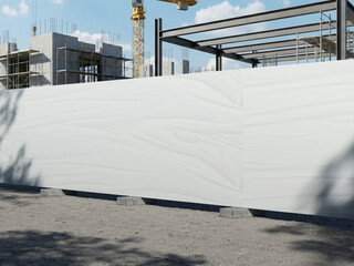 Blank White Outdoor Hoarding Mockup on Construction Site 3D Rendering © impro-studio
