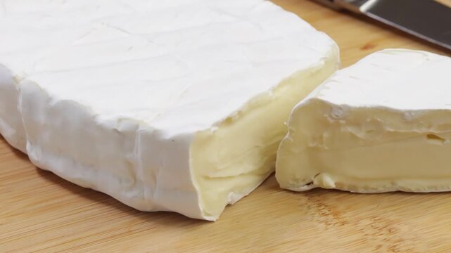 fromage ovale fondant sur une planche &agrave; d&eacute;couper
