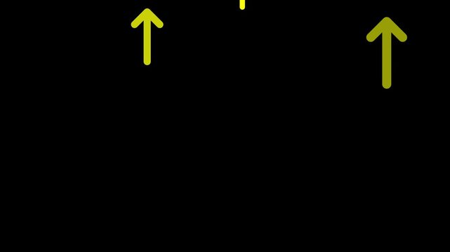 Abstract yellow arrows moving upwards against black background symbolizing growth and progress