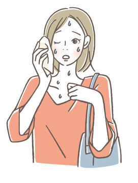 汗をかく女性