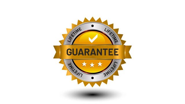 Animation of Guarantee gold label button stamp