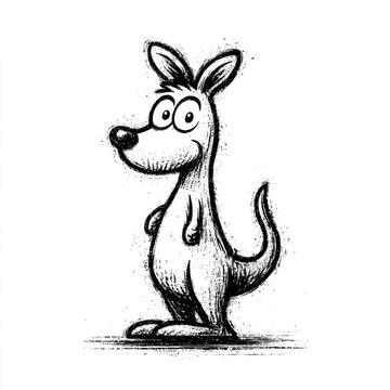 Cute kangaroo doodle cartoon illustration
