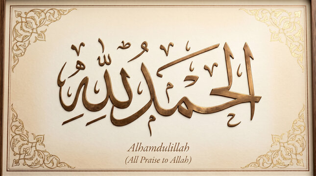 Alhamdulillah Gratitude Elegant Naskh Calligraphy