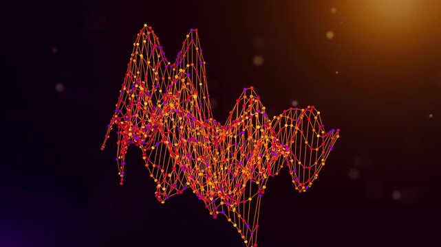 Dynamic Bolivia map reveal animation formed by connected neural network lines and colorful nodes over a purple and orange bokeh background, representing AI, data, and digital transformation.