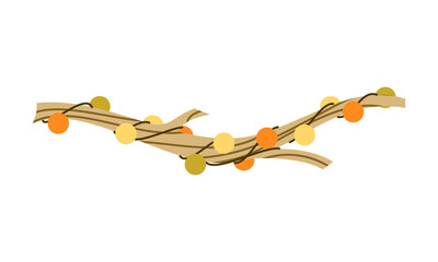 Obraz premium Autumn Garland Vector Illustration Flat Geometric Light String Branch Isolated