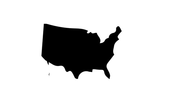 United States map silhouette, black USA continental outline