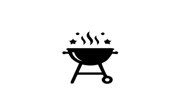 Grill icon with smoke and stars