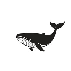 Silhouette of a majestic blue whale swimming in the ocean, vector illustration © YAZID