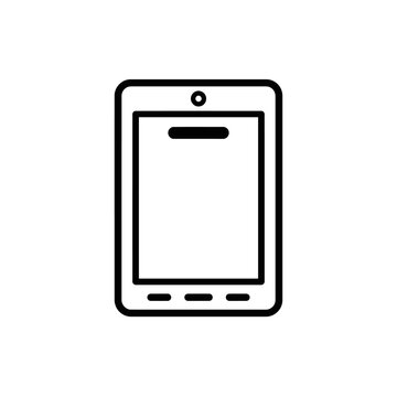 Minimalist line icon of a modern digital tablet device