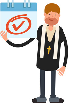 Priest Character and Check Mark Sign
