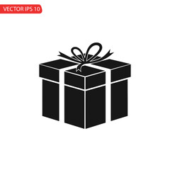 Fototapeta premium Black Gift Box Icon with Ribbon Bow, Isolated on White Background