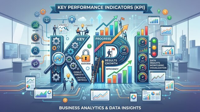 Key Performance Indicators KPI Business Analytics and Data Insights Concept.