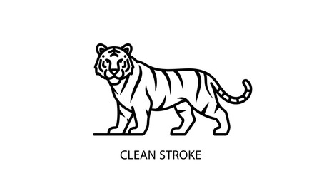 Obraz premium Clean Stroke Tiger Illustration - Minimalist Line Art Animal Icon