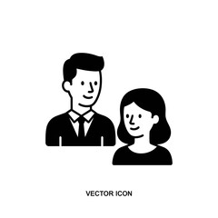 Fototapeta premium Couple Icon, Man and Woman Vector Illustration, Business People Symbol