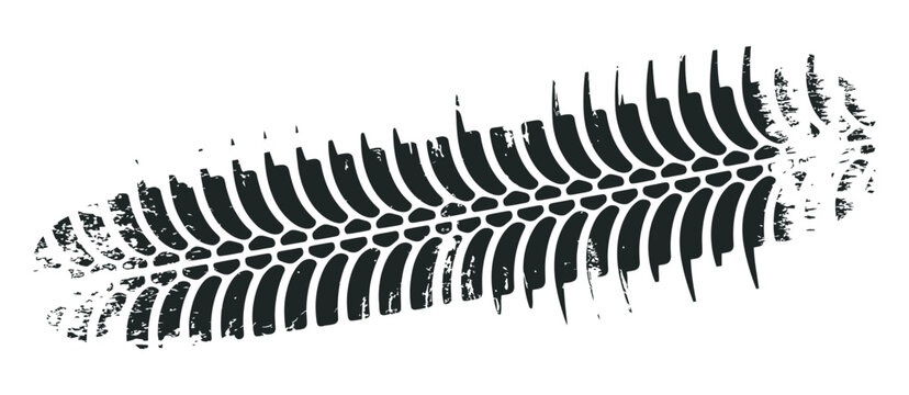 Tire tread marks, black grunge wheel tracks rubber skid prints car motorcycle truck off road vector design