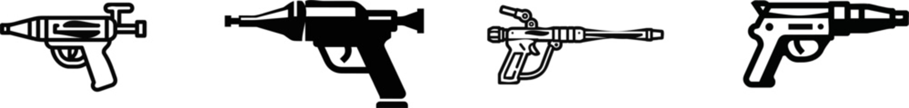 A minimalist vector icon of a compressed air safety blow gun handle in black and white, featuring clean lines and simple geometric shapes against a solid white background