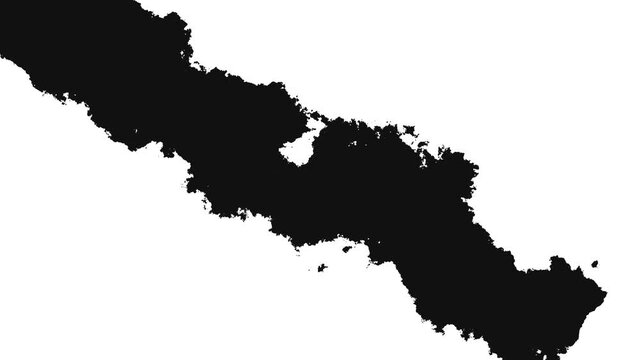 Abstract black ink flowing on white background, luma effect Ink drops stream splatter stain leak spread flow scatter over screen ,organic liquid motion transition overlay 4k video ,
