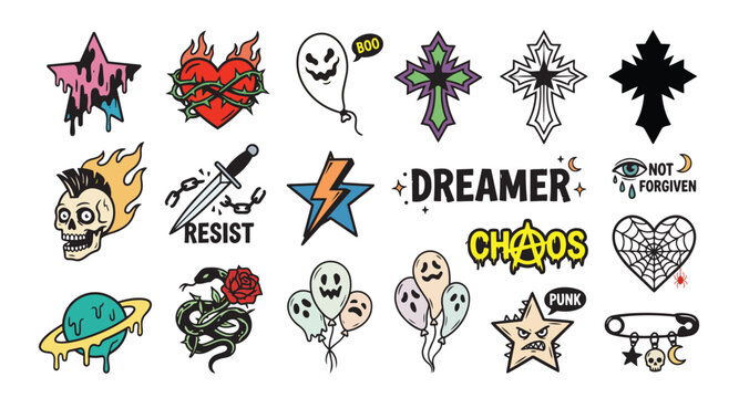 Punk Style Alternative Sticker Design Collection