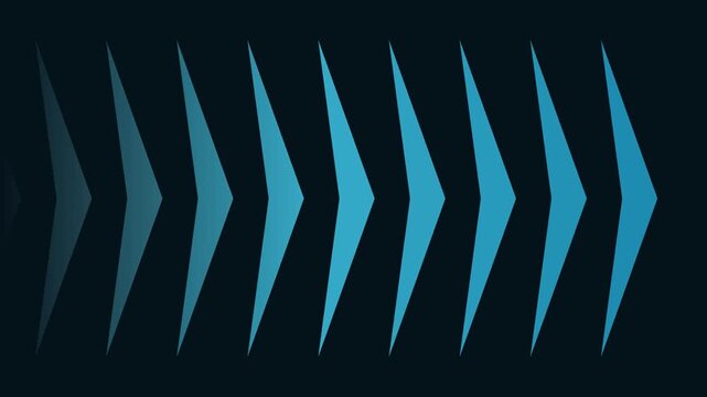 Cyan arrow shapes on dark background, corporate dynamic motion loop