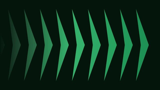 Emerald arrow shapes on dark background, corporate dynamic motion loop