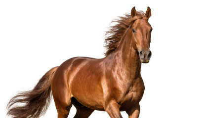 Brown horse with flowing mane and tail running © Ari