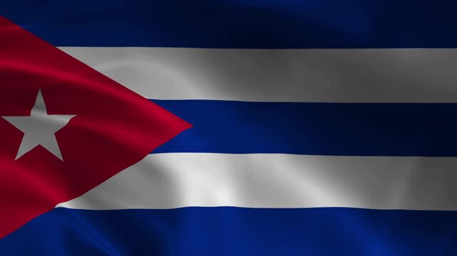 Cuba National Flag Waving in Wind, Realistic Fabric Animation Background