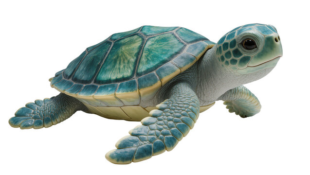Green sea turtle with detailed shell and flippers