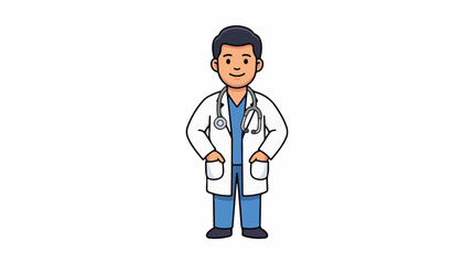 Fototapeta premium A cartoon doctor with a stethoscope