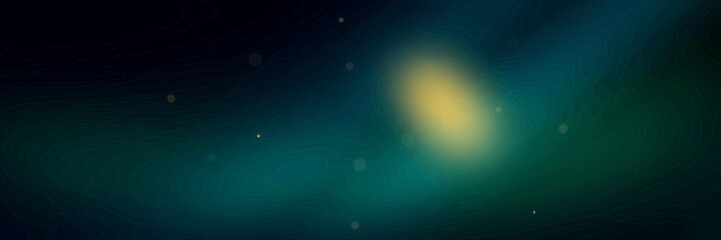 Yellow Galaxy with Blue Green Aurora in Space © Yasmeen 