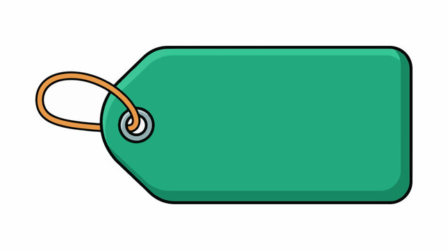 A green tag with a hole and orange string