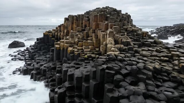 Giant's Causeway Hexagonal Basalt Columns Coastline