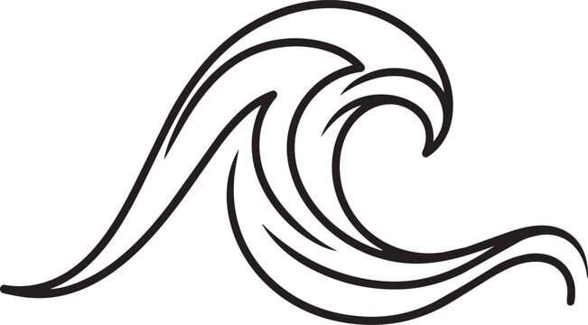 PrintMinimalist sea wave outline logo design.