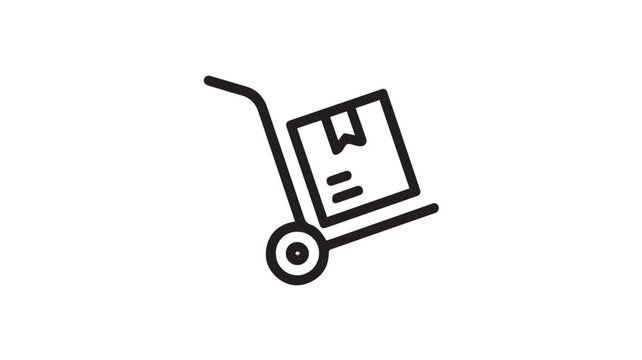 Hand truck, dolly, moving cart, transportation icon, logistics symbol