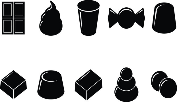 Chocolate candy candy vector illustration set with various gourmet pralines truffles and bonbons for sweet dessert food design.