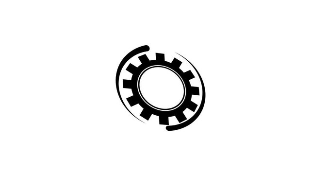 black light gear flat tech loader spinning loop animation on white background,with 4k video animation.