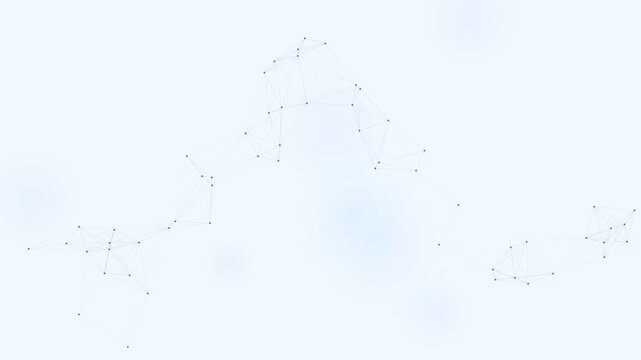 Steel blue wave node network on light background, corporate technology connection motion loop