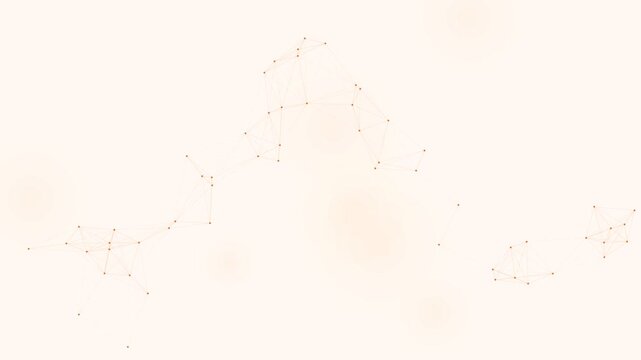 Orange wave node network on light background, corporate technology connection motion loop